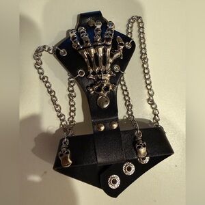 Black Leather Skeleton Hand Harness
